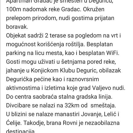 Apartman Gradac Deguric Valjevo Zewnętrze zdjęcie
